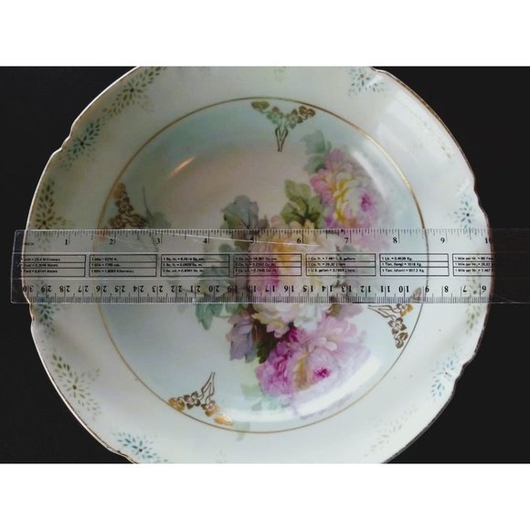 Vintage/Antique Leuchtenburg Germany Floral Ceramic Serving Bowl Scalloped Edge - Picture 6 of 8